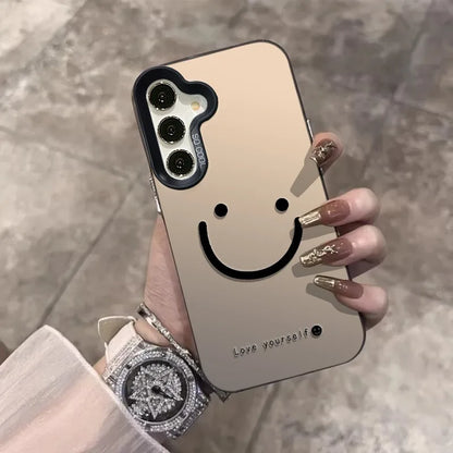 For Samsung Galaxy S25 S24 S23 Ultra S22 Plus S21 FE Case Color Silver Smile Cheeks Cover For A56 A55 A54 A53 A36 A25 A24 Funda