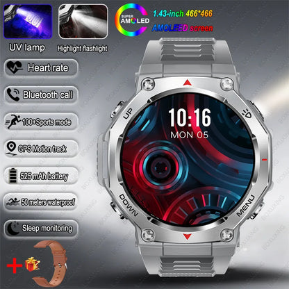 2026 New T-Rex 3 Military Grade Sports Smart Watch GPS Motion Track 5 ATM Waterproof Heart Rate HD Bluetooth Call Smartwatch Men