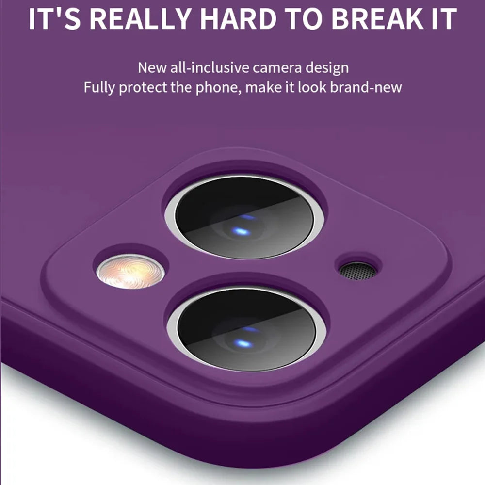 Full Protection case Dark Purple For iPhone 16 Liquid Silicone Phone Case 11 12 13 14 15 Pro Max Mini X XS XR 7 8 14 15 16 Plus
