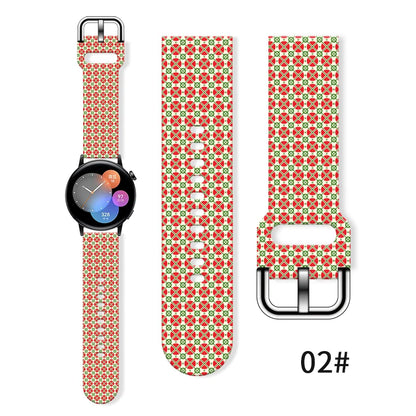 20MM Christmas Series 4 Printed strap for Samsung Galaxy Watch 7/6 40mm 44mm Band Replaceable Bracelet for Xiaomi Huawei Watch