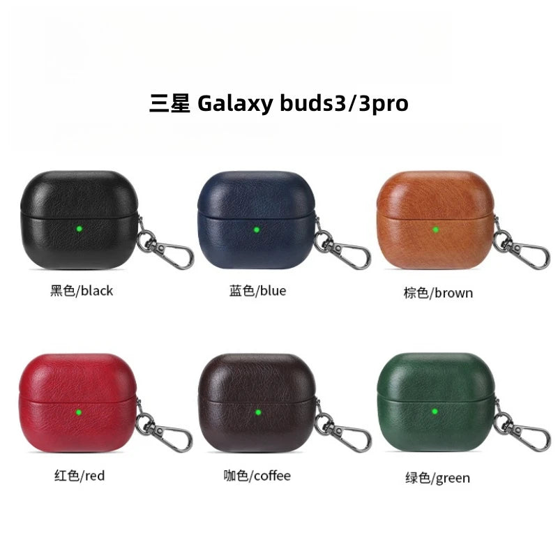 Luxury Oil Skin+PC Case For Samsung Galaxy Buds3 Earphone Shockproof Cover For Buds 3 Pro Protective Sleeve With keychain