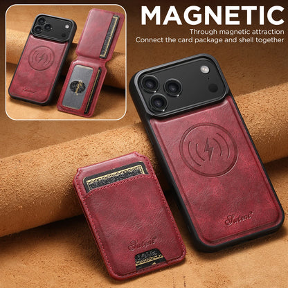 Magnetic Detachable Leather Wallet Case for iPhone 17 Pro Max 17 Air 17Pro Cover Shockproof Kickstand Card Holder Shell Fundas