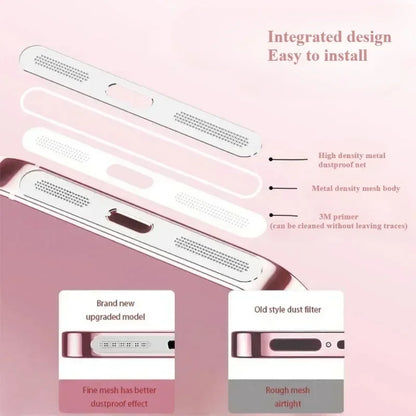 Metal Dust Net for IPhone 12 13 14 15 16 Pro Max Speaker Anti-dust Mesh Charging Port Anti-scratch Protect Sticker Accessories - covers4phones