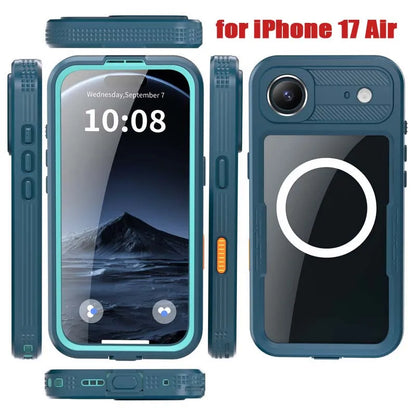 for  iPhone 17 Pro Max 17 Air Waterproof Case for Magsafe Magnetic Wireless Charging Shockproof Pouch Screen Lens Protector