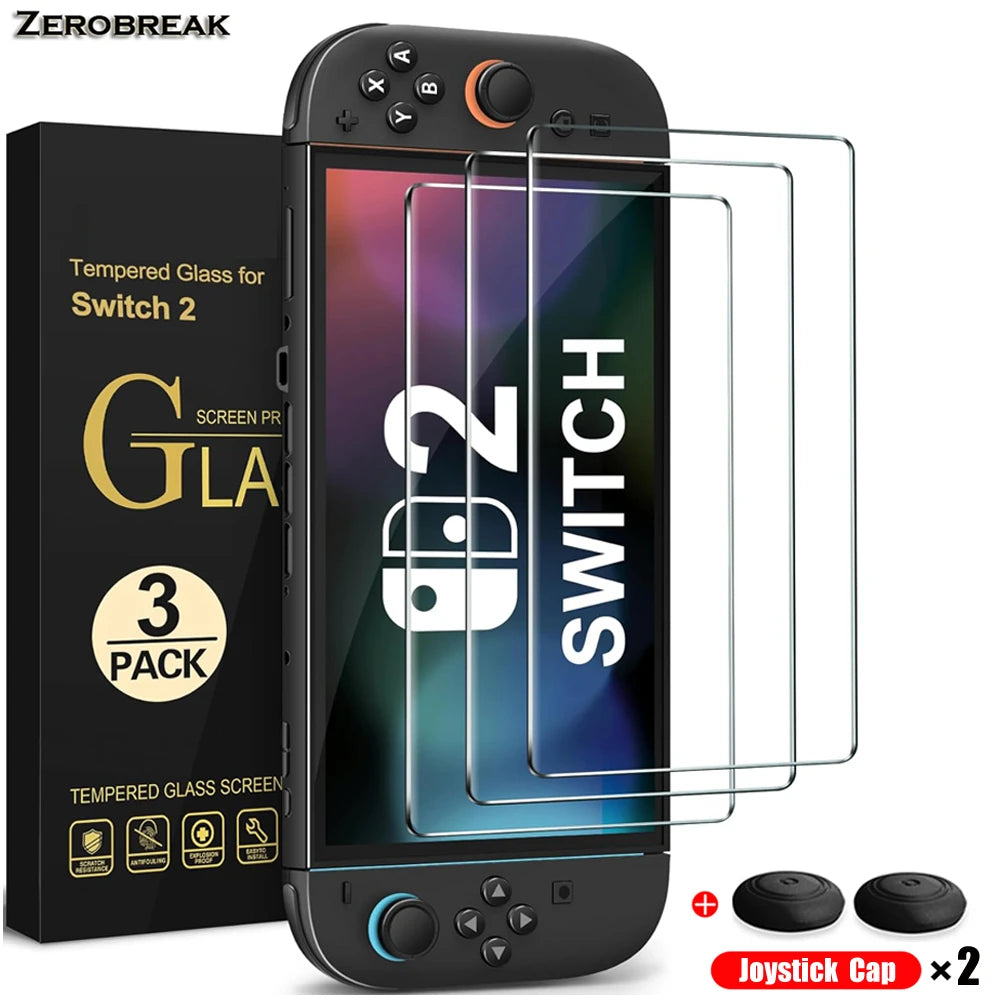 Tempered Glass Protector For Nintendo Switch 2 2025 Accessories Screen Protector For Switch 2 accessoires With Joystick Cap