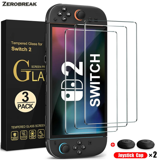 Tempered Glass Protector For Nintendo Switch 2 2025 Accessories Screen Protector For Switch 2 accessoires With Joystick Cap