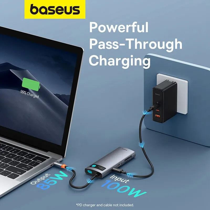Baseus 7-in-1 Gen 2 USB C HUB 4K@60Hz HDMI 3* USB 3.0 PD 100W Type C Port SD/TF Card Reader for Macbook iPad M2 M1 Steam Deck