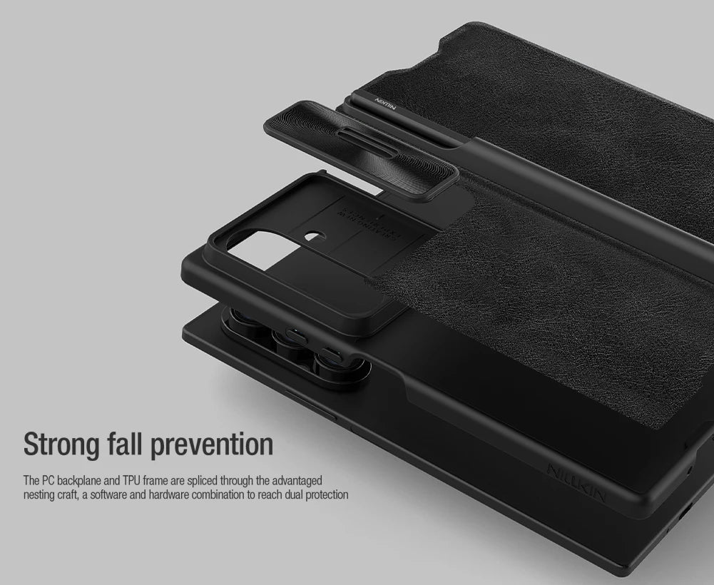 Nillkin for Samsung Galaxy Z Fold 7 5G Case Qin Flip Leather Case Luxury With Customs  S-Pen 360 Protection Cover