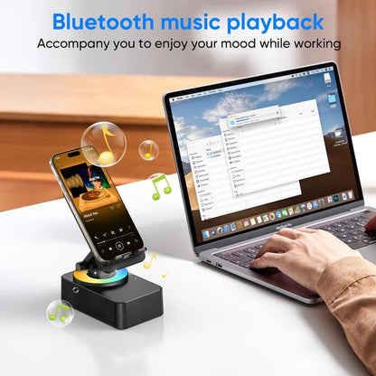 Wireless Audio Bluetooth Speaker withPower Bank, 5 in 1 Emergency Charging LEDPhone Holder Festival Gifts for Friend Family