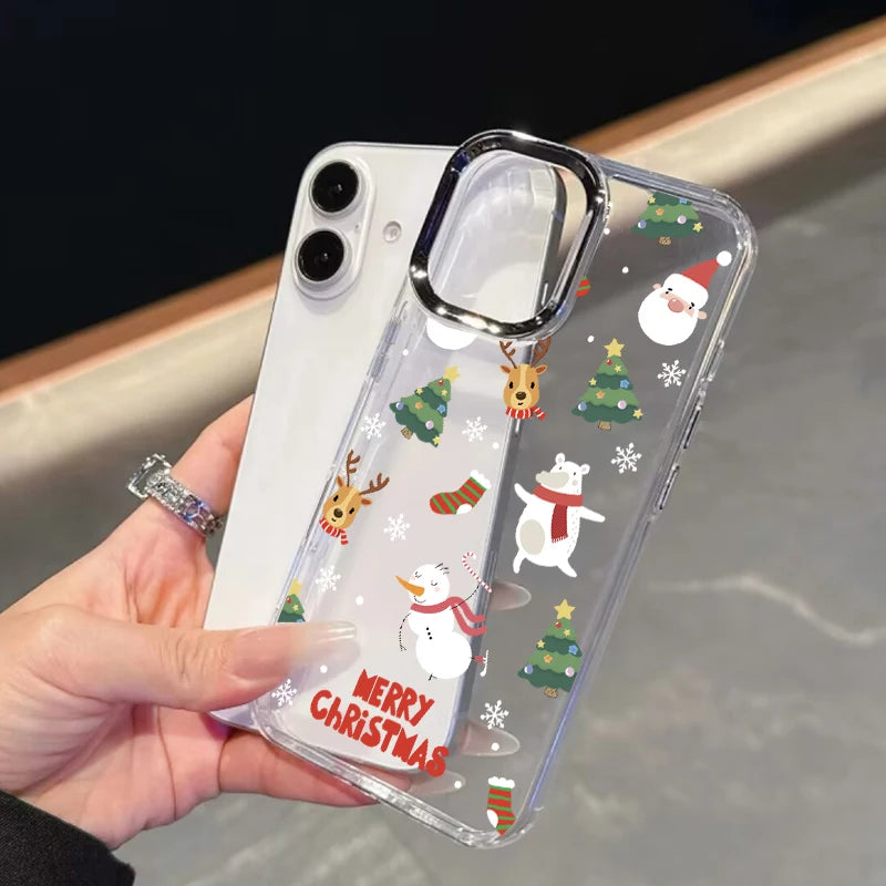 Cute Christmas Santa Claus Tree Elk Phone Case For IPhone 11 12 Pro Max X XS MAX XR 6 6S 7 8 Plus 17 Air 16 15 Casing Soft Cover