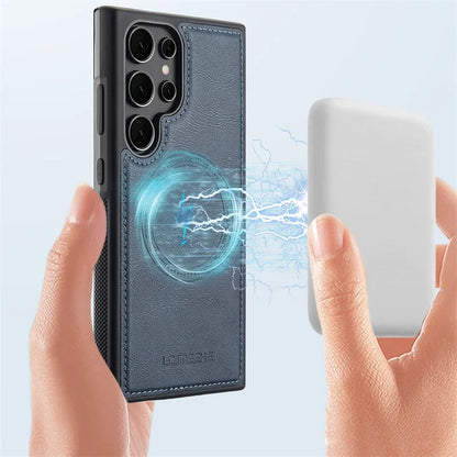 Magnetic MagSafe Pu Leather Phone Case for Samsung Galaxy S25 Edge S24 Ultra S23 FE S22 Plus S21 S20 A17 Wireless Charging Cover