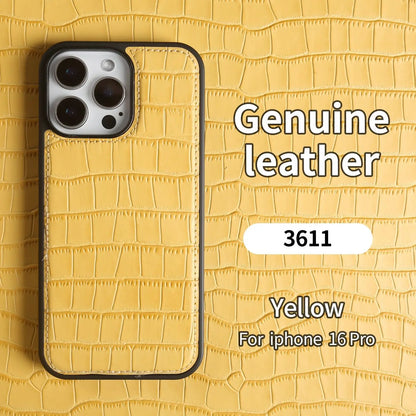 Premium Crocodile Pattern Genuine Leather Case For iPhone 16 Pro Max 15 14 13 12 11 XR Cowhide Back Cover Shell Protective Capa