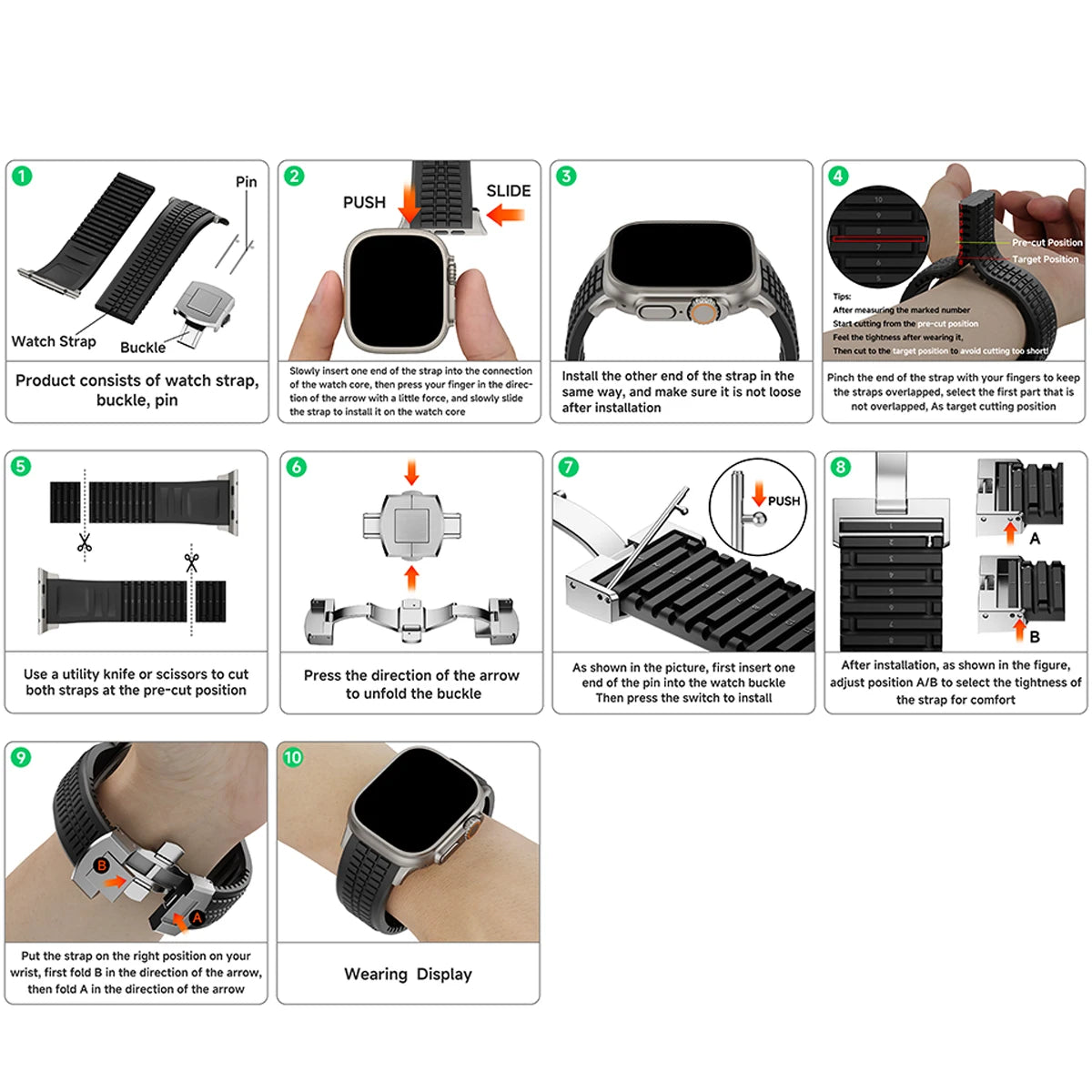 Silicone Band for Apple Watch 46mm 45 44mm 42 Sports Strap for Iwatch Ultra 2 49mm for Series 10 9 8 7 Se 6 5 Se Luxury Bracelet