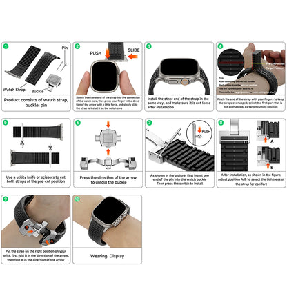 Silicone Band for Apple Watch 46mm 45 44mm 42 Sports Strap for Iwatch Ultra 2 49mm for Series 10 9 8 7 Se 6 5 Se Luxury Bracelet