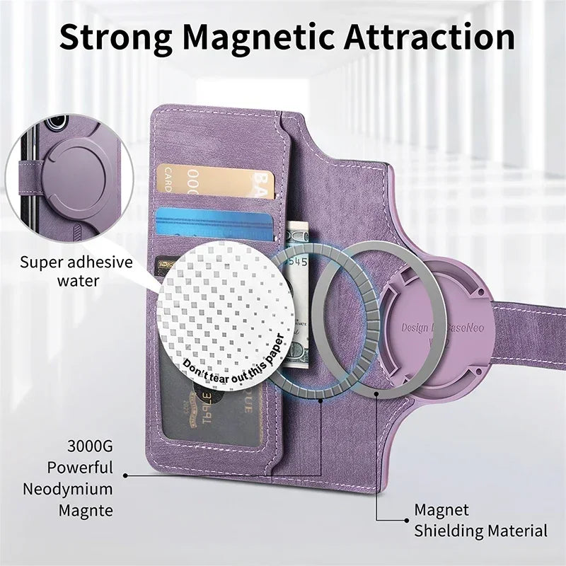 Strong Magnetic 2 In 1 PU Leather Case For Samsung Galaxy Z Fold 7 6 5 4 3 Magsafe Case Detachable Flip Card Holder Wallet RFID