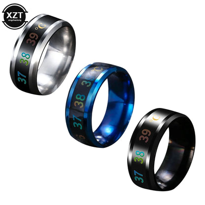 Multifunctional Waterproof Intelligent Smart Temperature Couple Ring Titanium Steel Finger Jewelry Fingertip Temperature Sense - covers4phones