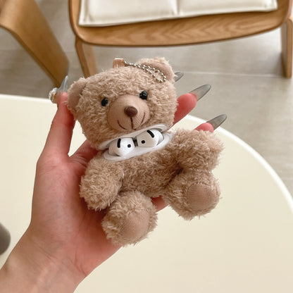 Cute Cartoon Fur Bear shape Case for Airpods 4 3 2 1 Air Pods Pro2 Generation Funny Fluffy Plush Warm Women Girls Cover