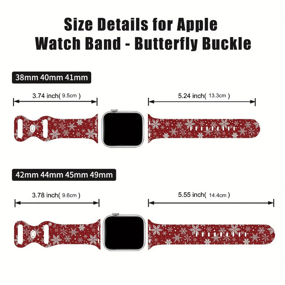 Silicone Christmas Band for Apple Watch Strap 46mm 41mm 42mm 44mm 45mm 49mm Sport Bracelet for iWatch 11 10 9 8 7 6 5 SE Ultra 3