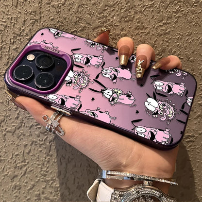 Courage Cowardly Dog Plating Case for Samsung Galaxy S24 S23 S22 S21 Ultra Plus FE Cover