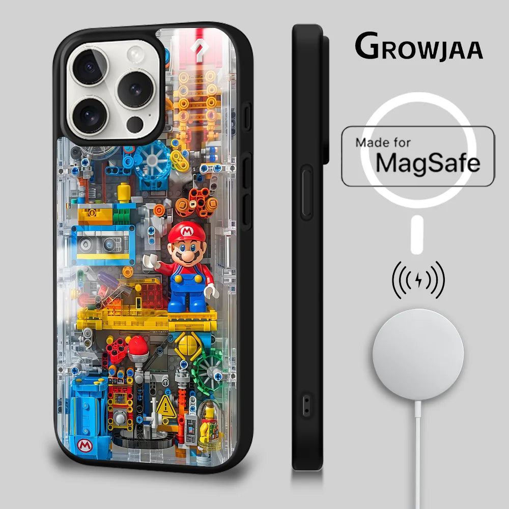 Super M-MarioS Bros Game Phone Case For iPhone 16 15 14 13 12 11 Pro Max Plus Mini Magsafe Mirror Wireless Magnetic Cover