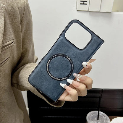 Business Leather Magsafe Case For Google Pixel 9 Pro Fold Wireless Charging Skin Feeling Soft Shockroof Luxury Phone Cover