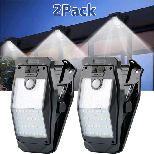 NEW 2/1Pcs Clip On Solar Lights Outdoor Waterproof 58 LED Motion sensing USB Charging Fence Lamp for Garden Yard Patio