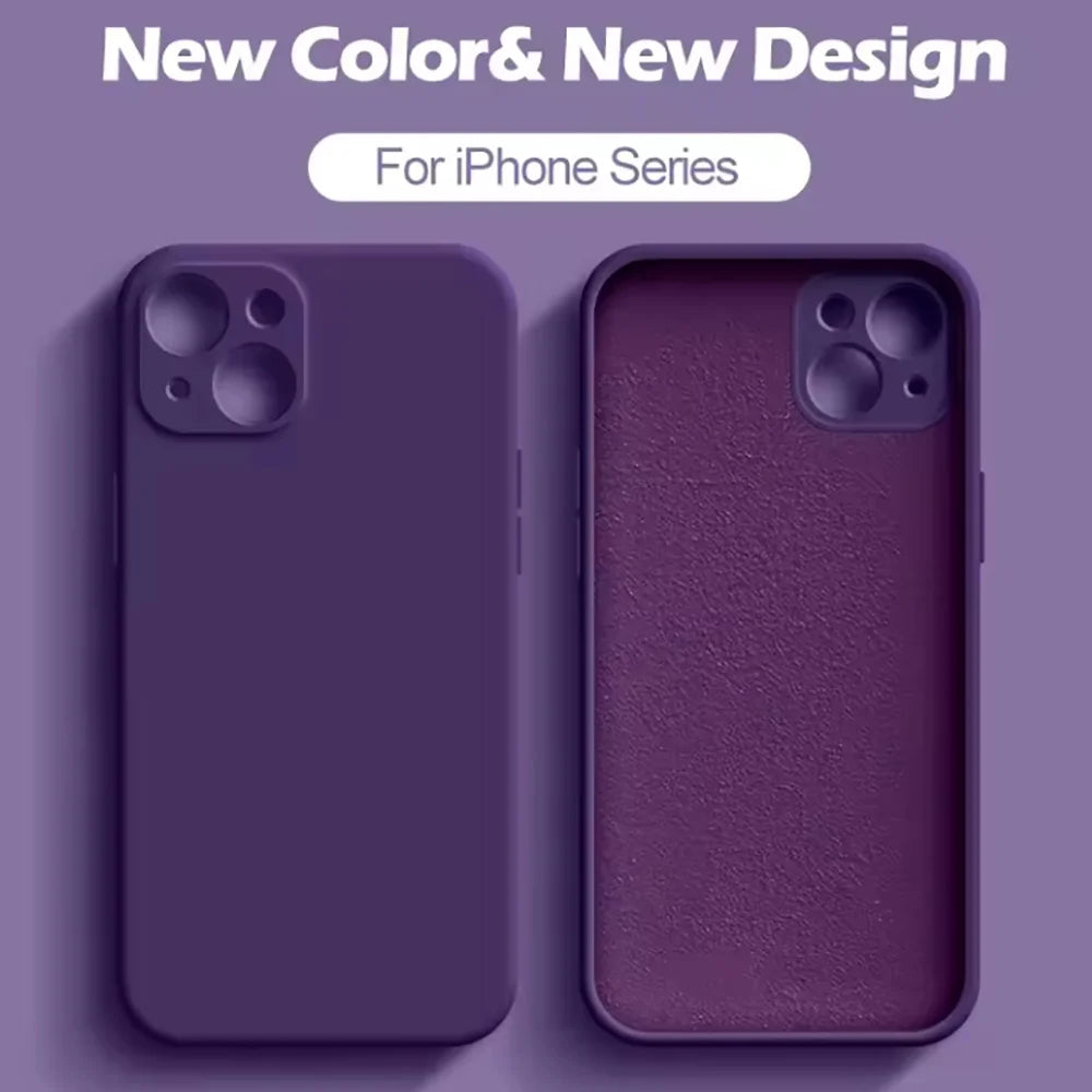 Full Protection case Dark Purple For iPhone 16 Liquid Silicone Phone Case 11 12 13 14 15 Pro Max Mini X XS XR 7 8 14 15 16 Plus