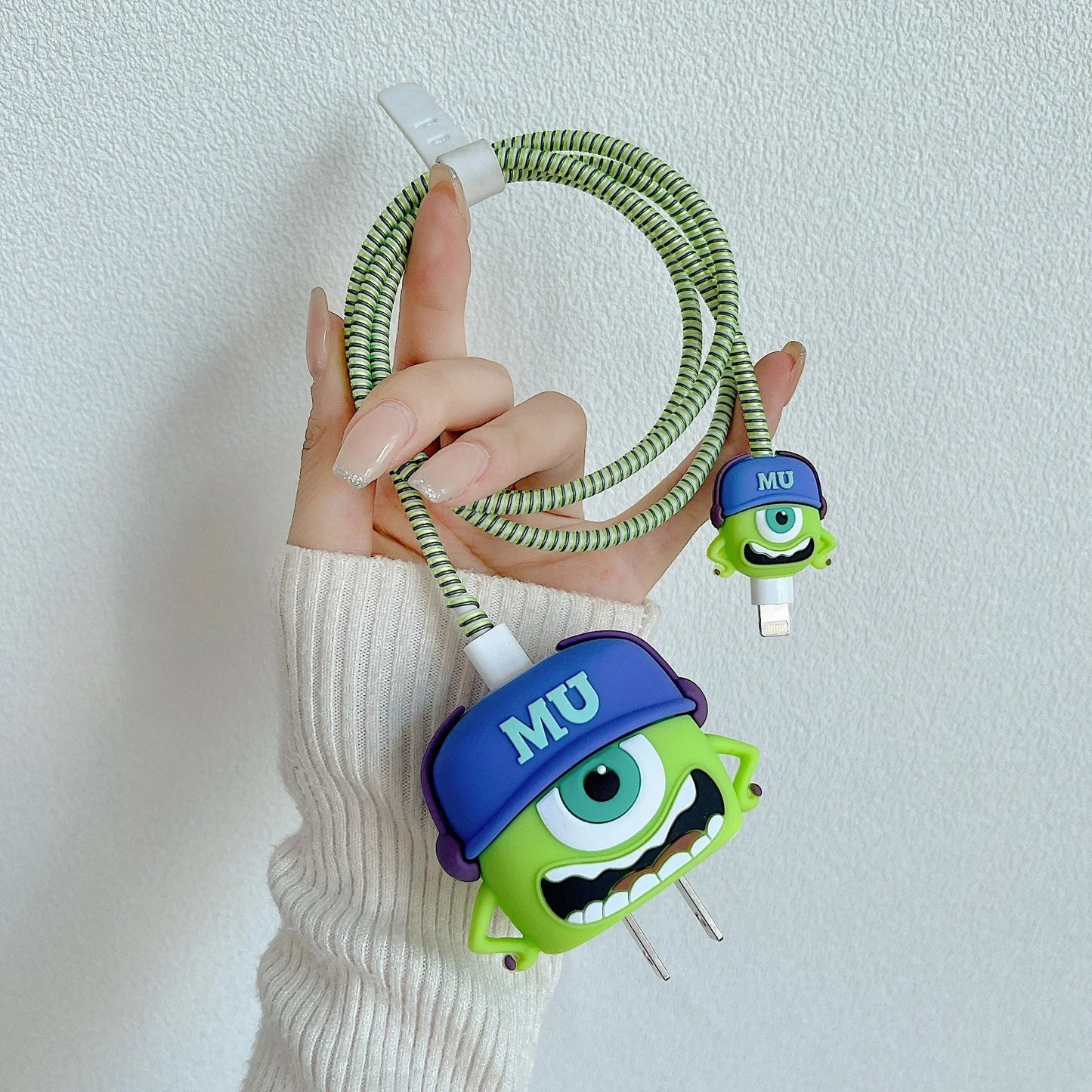 4Pcs/set Cable Protector for iPhone / iPad 18W/20W Charger Protection Cute Cartoon Protector Spring Cable Winder Accessories