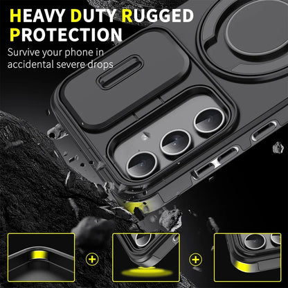Case For Samsung Galaxy S25 S24 S23 S22 S21 Ultra Plus S25 Edge S25FE S24FE Slide Camera Protect Magnetic holder Armor Cover