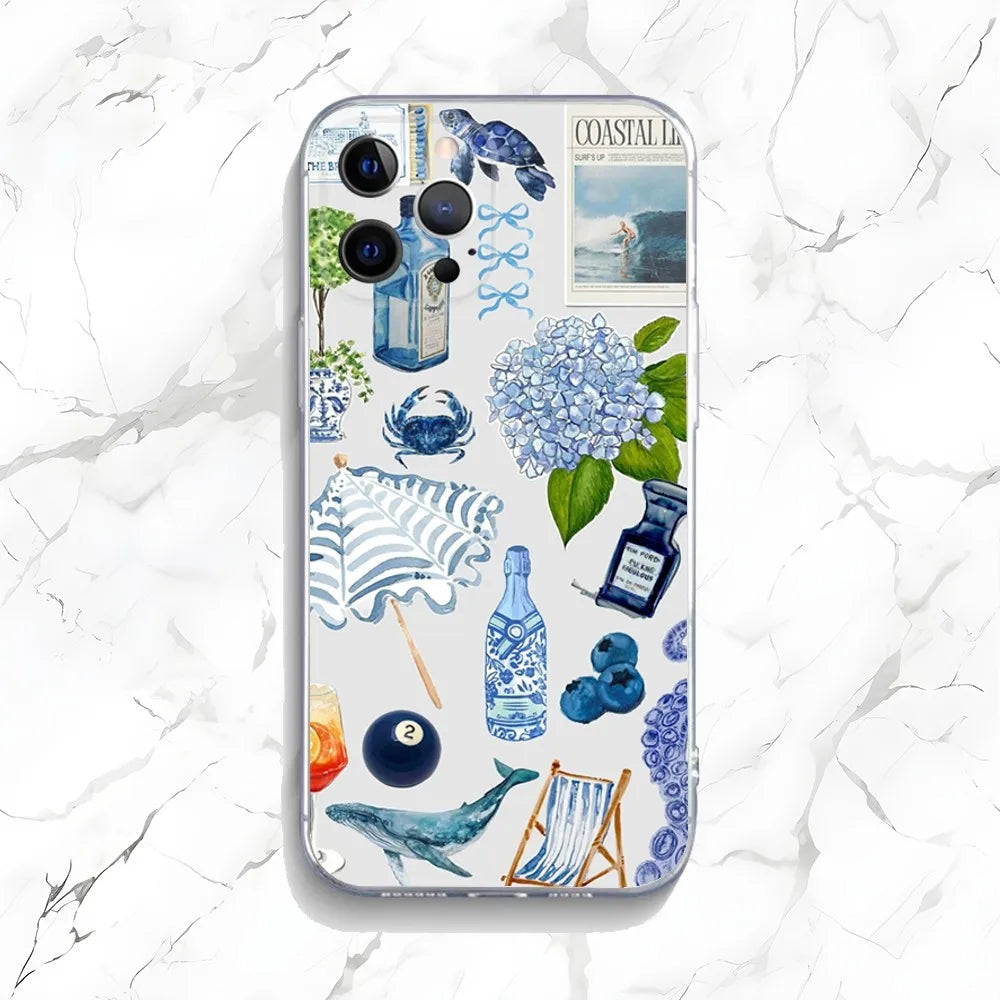 Ocean Wine Glass Lemon Phone Case for iPhone 16 15 14 13 12 11 Pro Max Mini X XS XR 7 8 Plus SE4 Shockproof Soft Cover Fundas