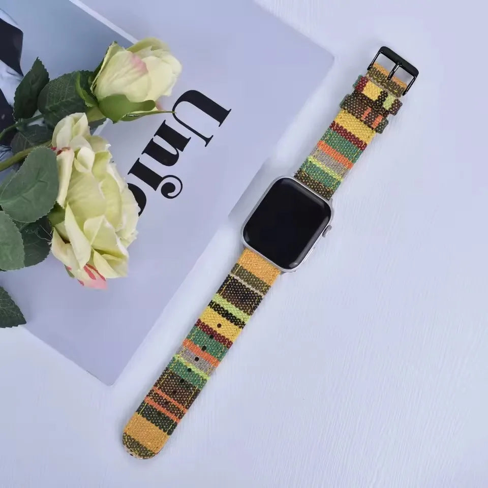 Christmas Exotic Style Fabric Straps For iWatch Band 8 7 SE 45mm 44mm 42mm Sports For Apple Watch 41mm 40mm 38mm Series 6 5 4 3