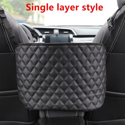 Car Middle Seat Storage Net Large Capacity Leather Bag Seat Back Storage Bag Car Chair Back Supplies Storage Goods Hanging Bag