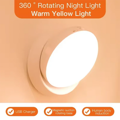 Night Light Motion Sensor Light Rechargeable Wireless LED Lighting 360 Rotating Magnetic For Room Bedside Table Cabinet lighting
