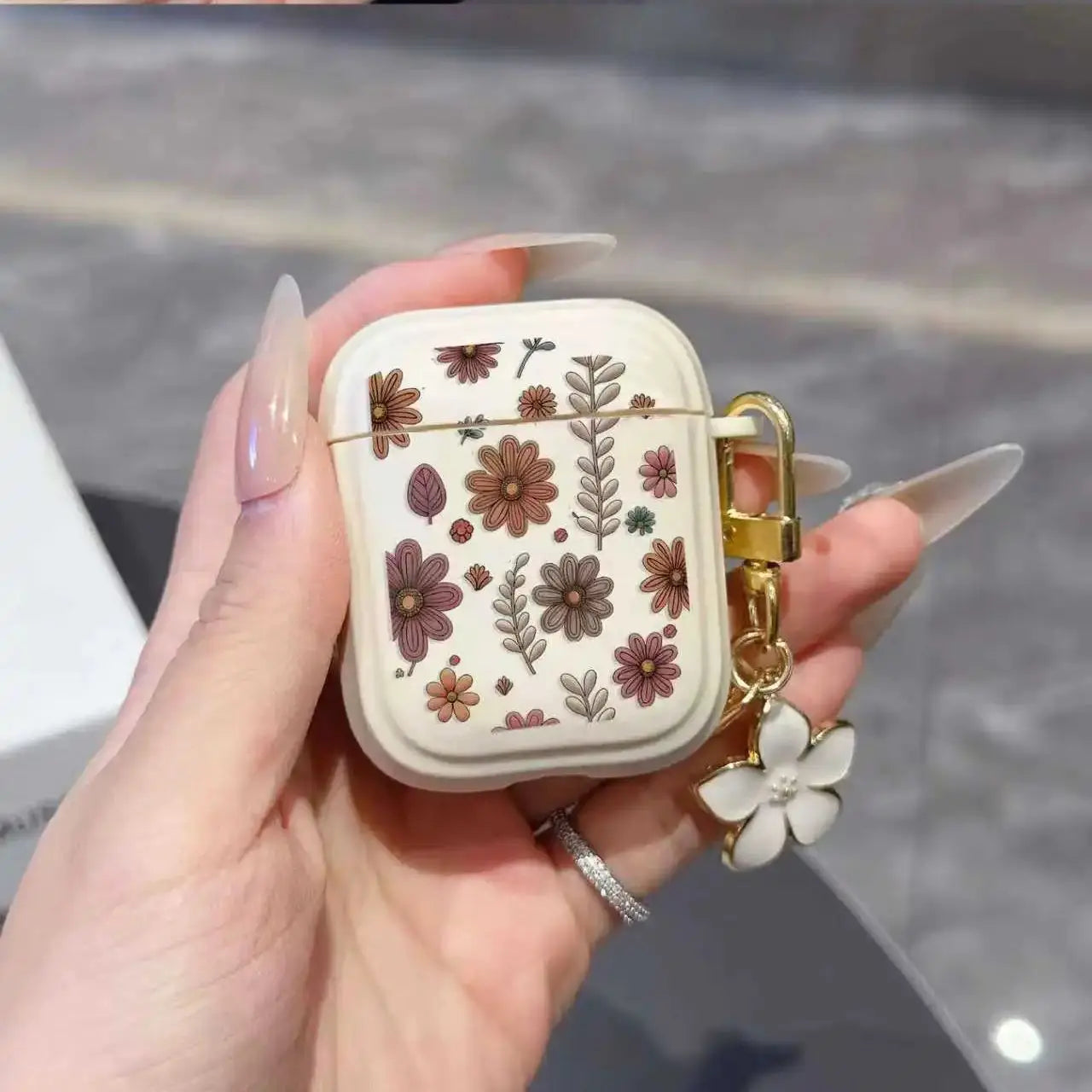 Brown flowers headphone protective cover for airpods 4 protective case pro2 soft case creative anti-fall protective case with sm