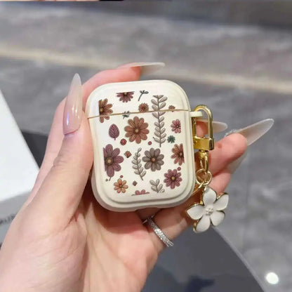 Brown flowers headphone protective cover for airpods 4 protective case pro2 soft case creative anti-fall protective case with sm