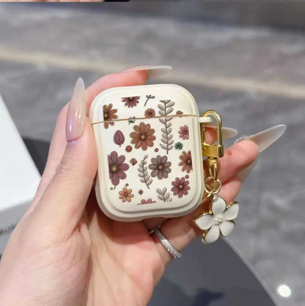 Brown flowers headphone protective cover for airpods 4 protective case pro2 soft case creative anti-fall protective case with sm