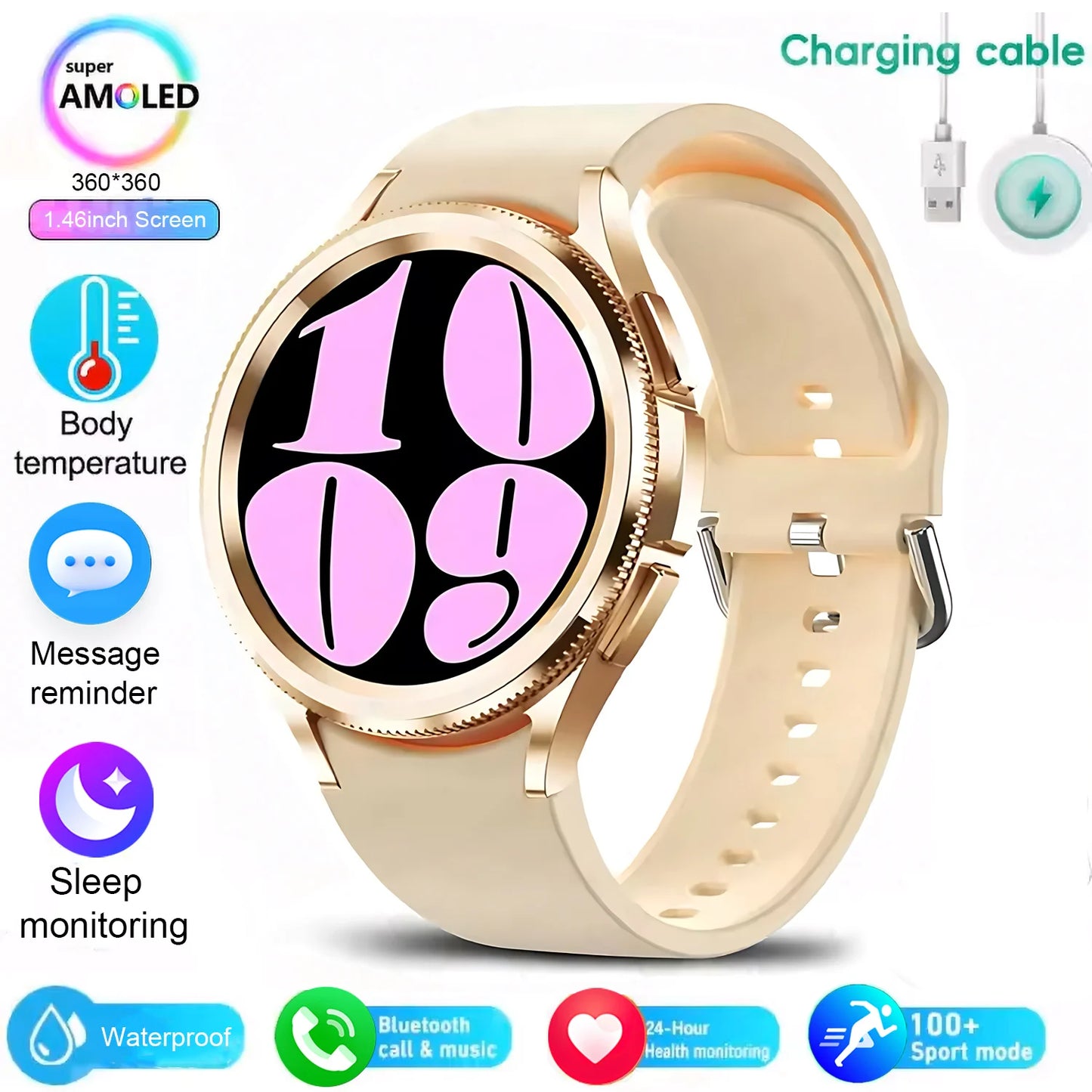 For android And iOS Watch 6 Classic Smart Watch Women Men Sports Fitness Health Waterproof Bluetooth Call Smartwatch 2025 New