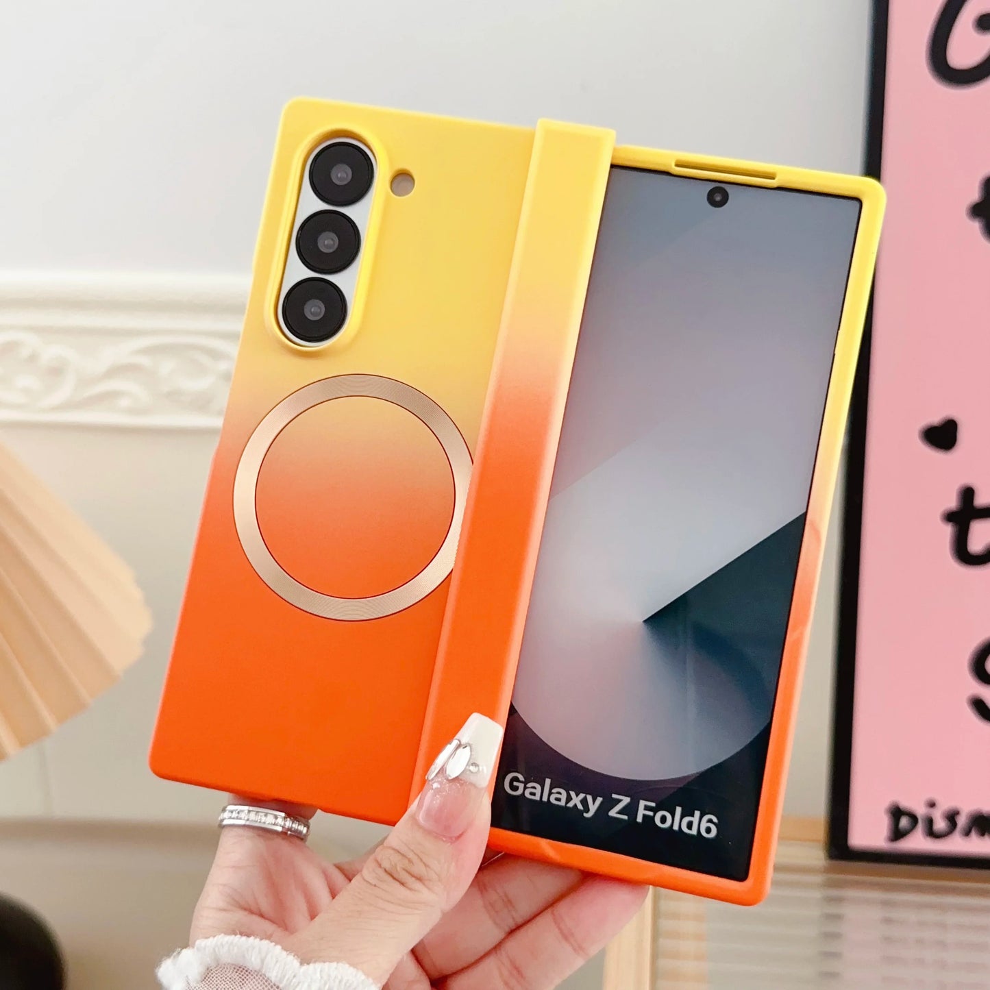 Magnetic for Magsafe Wireless Charging Gradient Phone Case for Samsung Galaxy ZFold 3 4 5 6 7 Liquid Silicone Bumper Cover Funda
