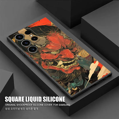 Samurai Hannya Mask Ghost Phone Case For Samsung Galaxy S24FE Cases S25 S23 S21 Ultra S20 S24 FE S22 Plus A25 A35 A54 A55 Cover
