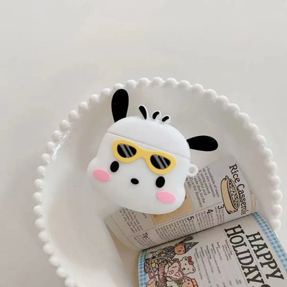 Sanrio Sunglasses Pochacco Silicone Earphone Case For Apple AirPods 1 2 3 Pro 2021 Wireless Bluetooth Headset  Protective Cover