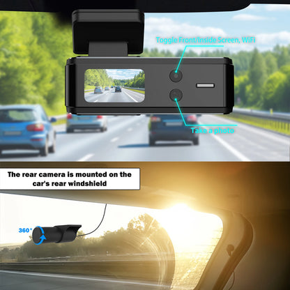 Aprilboy 4K WIFI Dash Cam 2160P Car DVR Support front & rear lens Auto Car Camera with Night Vision G-Sensor 24H Parking Monitor