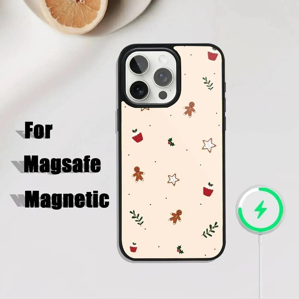 Ins Cartoon Christmas Style Phone Case  iPhone 17,16,15,14,13,12,11,Pro,Max,Plus,Mini,SE4,E Magnetic Magsafe Wireless Charging