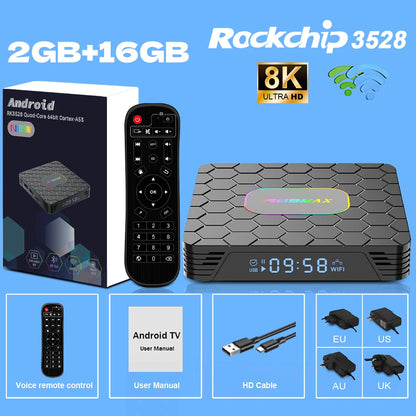 R69 Max Android 14 Smart TV Box Rockchip RK3528 Quad-core 8K HD Bluetooth5.0 Media Player Set-Top Box Support Google Netflix