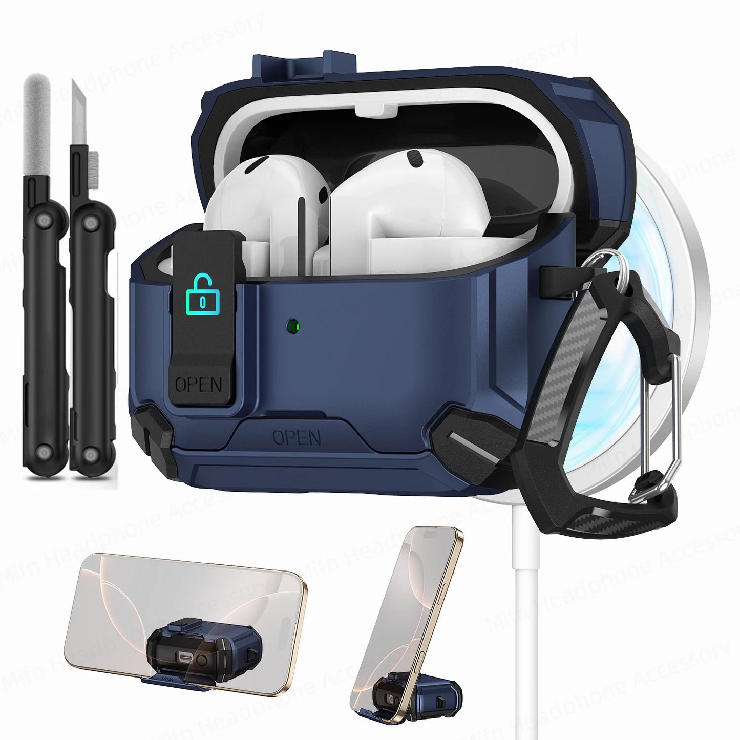 2025 New for Galaxy Buds 3 Pro Fudas Samsung Magnetic Lock Case With Phone-Stand Design Compatible with Magsafe Buds3 Buzz 3 pro