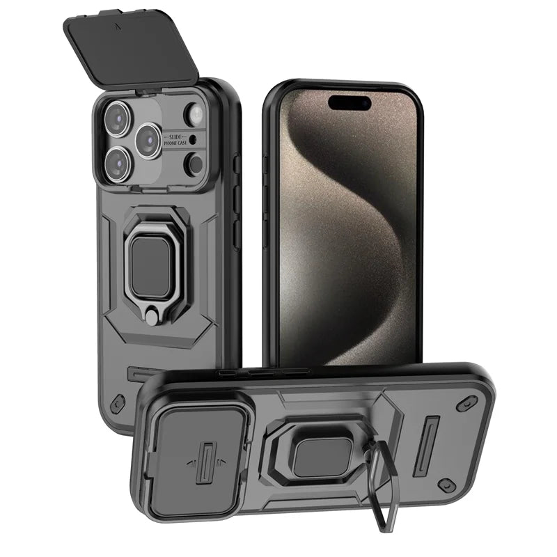 Armor Funda For iphone 17 Pro Max 5G Case Slide Camera Protect Ring Holder Cover For iphone17 Air Coque Capa