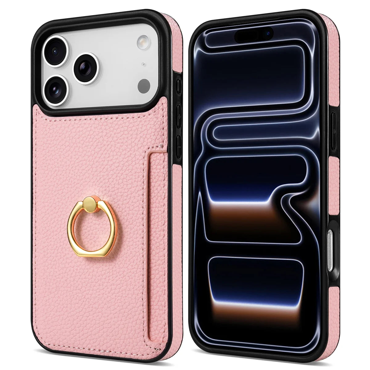 Leather Wallet Card Solt Phone Case for IPhone 11 12 13 14 15 Plus 16 17 Pro Max 17 Air 16E Ring Holder Protective Cover