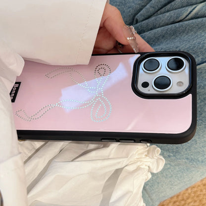Rhinestone Bow Phone Case for iPhone 16 Pro Max 15 14 Plus 13 12 Cute Glossy Pink Girly Shockproof Hard Cover Gift