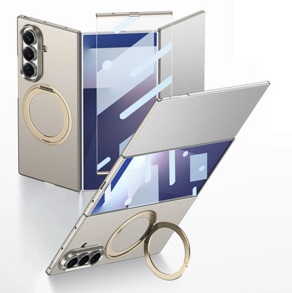 Matte PC 360 Ring Holder Bracket Plastic Case For Samsung Galaxy Z TriFold Trible Fold Magnetic Wireless Cover Glass Protector