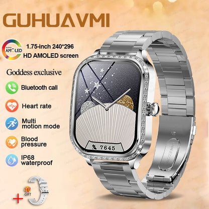 2025 Fashion Smart Watch Women AMOLED Curved Screen IP68 Waterproof Health Call Smartwatch Watch Ladies Fashion Gift