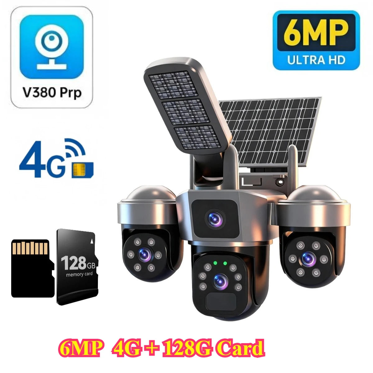 6MP Auto Tracking PTZ Solar Camera Outdoor Wireless, Human Detection PIR WiFi IP Camera with Siren, 2K Solar Powered CCTV